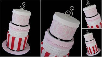 Damask, frills and stripes 13th Birthday cake - Cake by Veronika