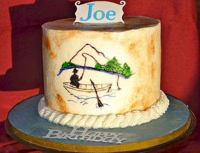 Hand Painted Buttercream: Gone Fishin' (My 1st) - Cake by CrystalMemories