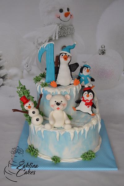 Penguins and Friends on the Snow - Cake by Zaklina