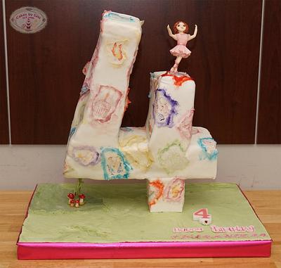 Arty Standup Number 4 with a Ballerina - Cake by CakesbySasi