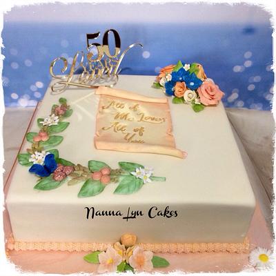 Golden Wedding Anniversary  - Cake by Nanna Lyn Cakes