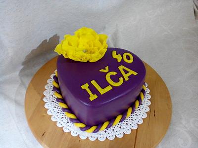 purple heart with yellow flower - Cake by Satir