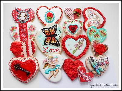 Vintage Shabby Valentine's Day Cookies - Cake by Kim Coleman (Sugar Rush Custom Cookies)