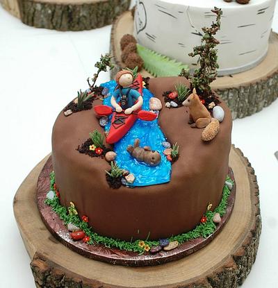 Kayaker on a peaceful river - Cake by CakeJunkie