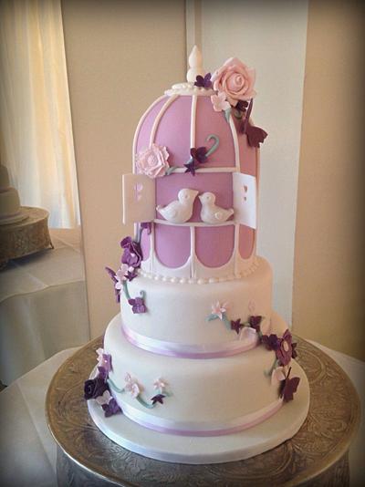 Mauve & Plum Romantic Birdcage Wedding Cake - Cake by Bethany - The Vintage Rose Cake Company