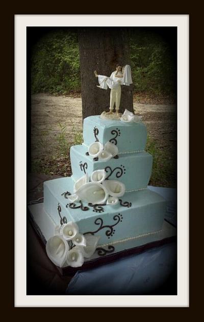 Blue and Brown Beach Wedding - Cake by Charis