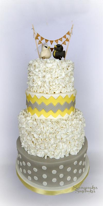 Yellow Chevron Wedding Cake - Cake by Spongecakes Suzebakes