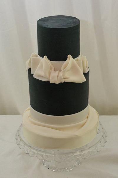  Dark Teal and White Bow - Cake by Sugarpixy