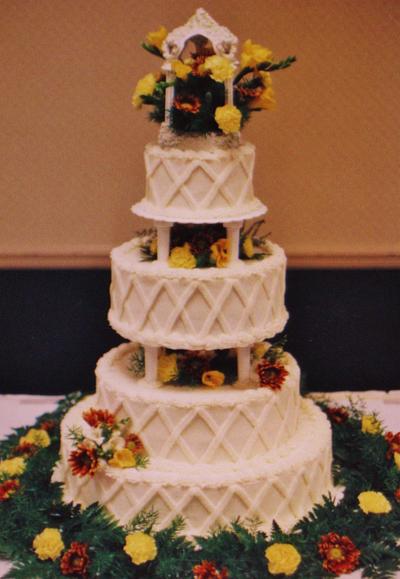 Gazebo and lattace buttercream wedding cake - Cake by Nancys Fancys Cakes & Catering (Nancy Goolsby)