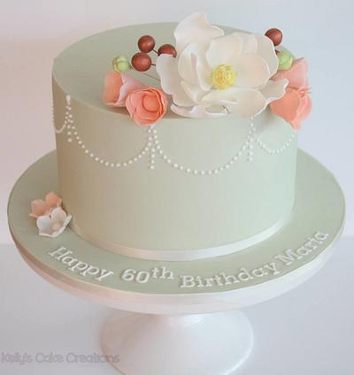 Pretty flowers and piping - Cake by KellysCakeCreations