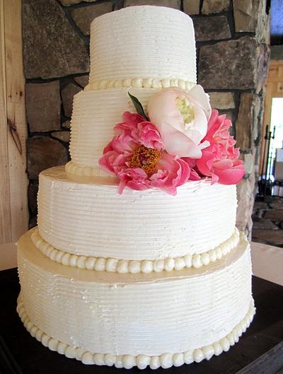 Combed sides and Peonies - Cake by TheLastCourseBakery