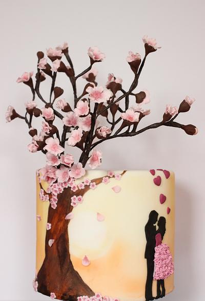 Blossom Love silhouette cake - Cake by Sarahscakes