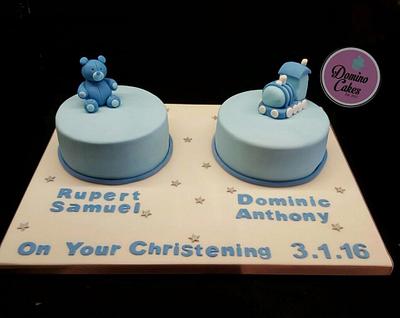 Twin Christening! - Cake by Domino Cakes