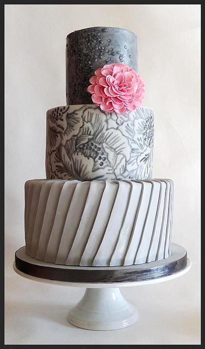Pleats, sequins and handpainting - Cake by Adventures in Cakeyland