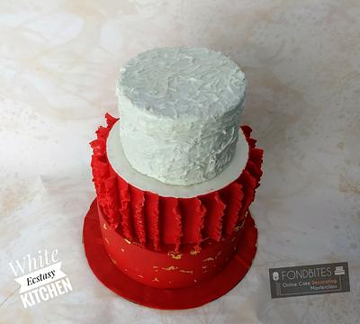 Fondant Ruffles, Wafer paper texture and Edible foil  - Cake by Shwetha