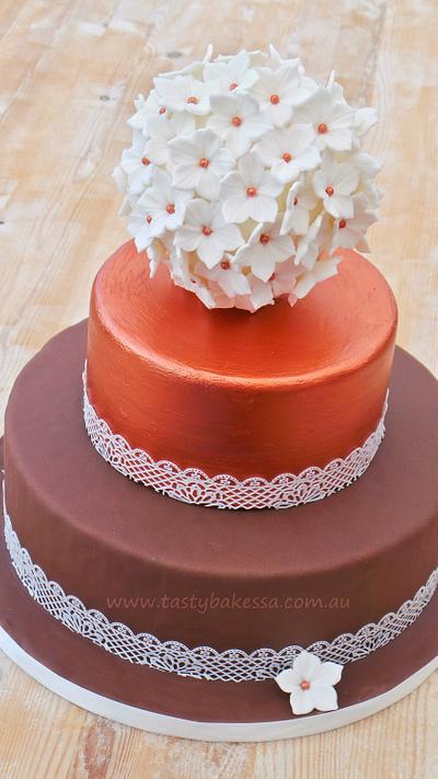 Chocolate and bronze flower ball - Cake by Dax TastyBakes