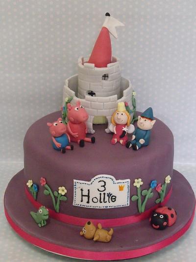 ben and holly / peppa pig cake with rainbox sponge inside  - Cake by zoe