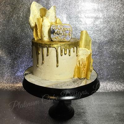 Chocolate and Gold Drip Cake - Cake by Nevia D. Giles - Platinum Cake Designs 