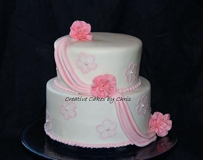 Pearls, Pink Swags, and Carnations - Cake by Creative Cakes by Chris