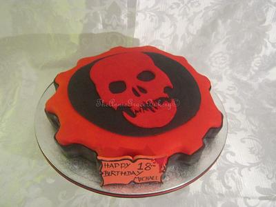 'Gears of War' hand carved Cake. - Cake by The Annie Grace Bakery