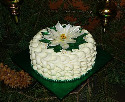 White Poinsettia - Cake by Kendra's Country Bakery