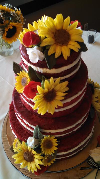 Sunflower Naked Wedding Cake - Cake by Loretta
