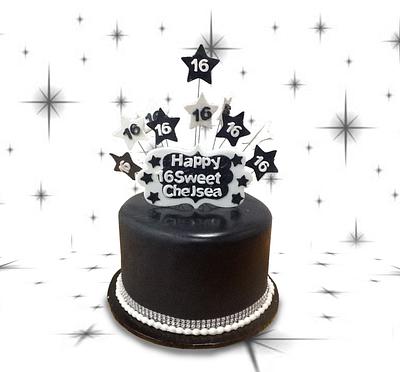 Black and White Sweet Sixteen - Cake by MsTreatz