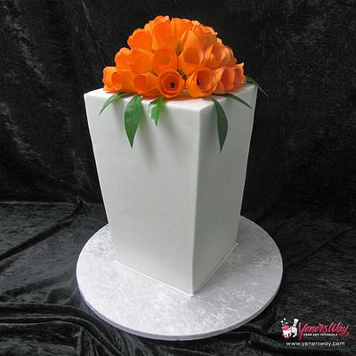 Modern Wedding Cake with Orange Tulips - Cake by Serdar Yener | Yeners Way - Cake Art Tutorials