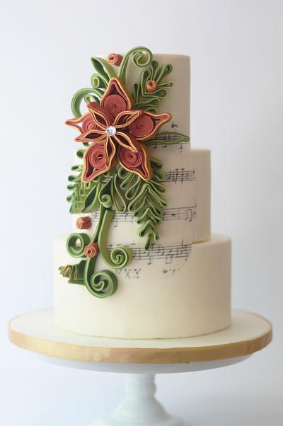 Quilled Christmas Wedding Cake - Cake by Rebekah Naomi Cake Design