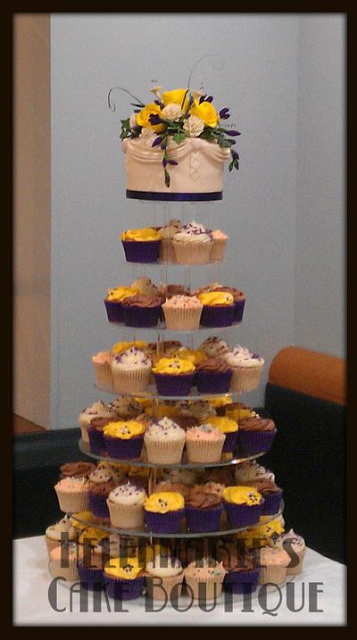 Cupcake tower and cutting cake - Cake by Helenmarie's Cake Boutique