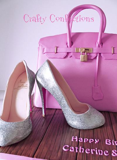 Birkin bag cake and silver Louboutins - Cake by Craftyconfections