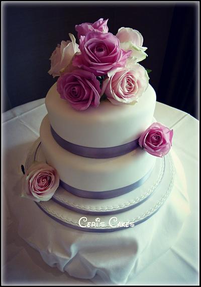 Pink rose wedding cake - Cake by Ceri's Cakes