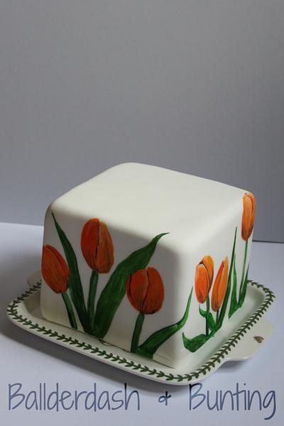 Painted tulips - Cake by Ballderdash & Bunting