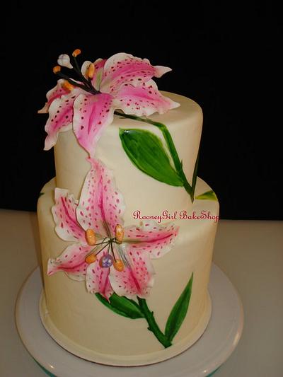 Painted Stargazer Lily Cake - Cake by Maria @ RooneyGirl BakeShop