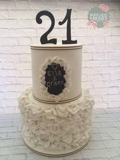 Ruffles & Chalkboard 21st Cake - Cake by Babycakes & Roses Cakecraft