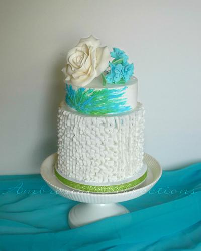 Blue and Green Cake - Cake by AmbrosialAffections