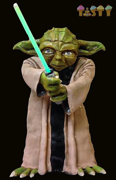 2ft Standing Yoda cake with working lightsabre :) - Cake by Lara Clarke