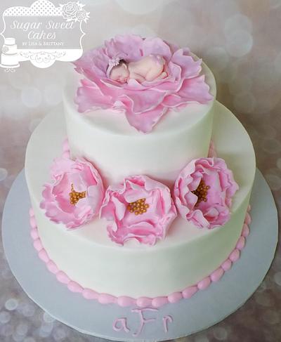 Peony Baby Shower - Cake by Sugar Sweet Cakes