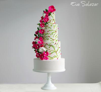Floral Pre-summer Wedding Cake - Cake by Eva Salazar 