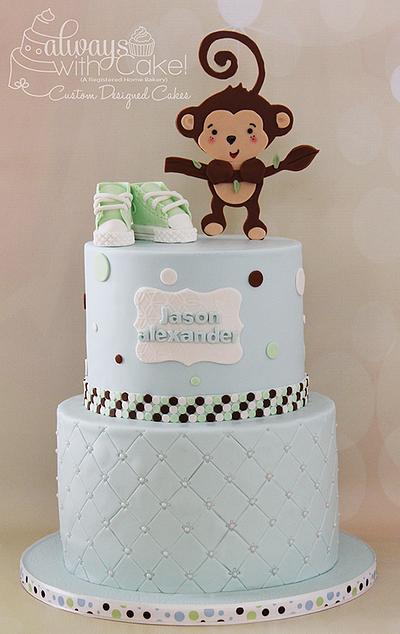 Monkey themed Baby Shower Cake - Cake by AlwaysWithCake