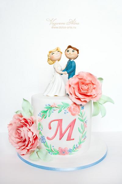 wedding cake with bride and groom - Cake by Alina Vaganova