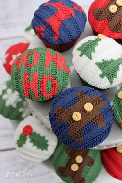 woolly sweater/jumper and sprout christmas cupcakes  - Cake by Lynette Brandl