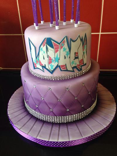 Purple ombré and graffiti  - Cake by Savanna Timofei