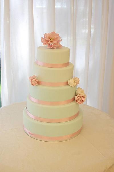 Peony Wedding Cake - Cake by Cori's Sweet Temptations
