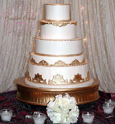 White and Gold Baroque Wedding Cake - Cake by Couture Cakes by Sabrina