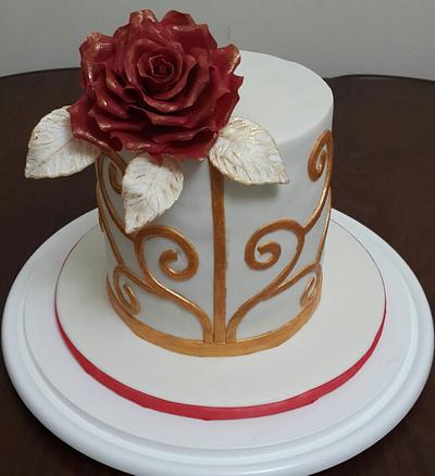 Red,  White and Gold anniversary cake - Cake by The Cakes Icing