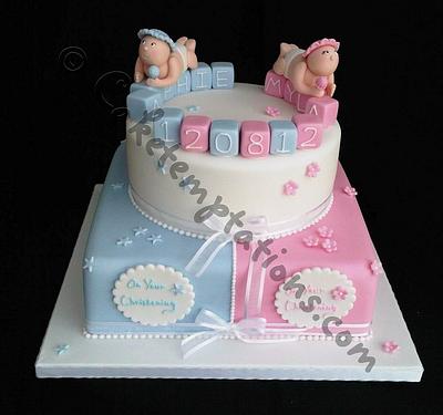 Boy & Girl christening cake - Cake by Cake Temptations (Julie Talbott)