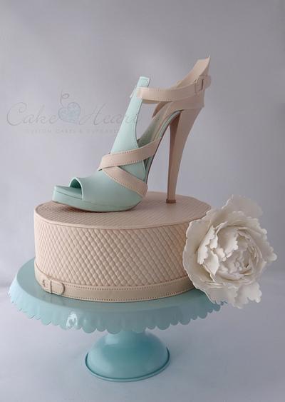 'sand and aqua stiletto shoe' Cake Master Magazine ~issue 21~ June 2014 - Cake by Cake Heart