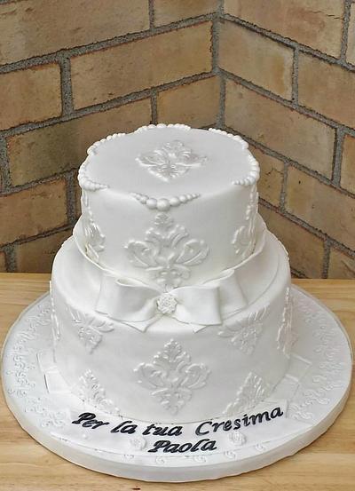 White Damask Confirmation cake - Cake by Enza - Sweet-E