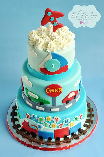 Transportation theme 1st birthday cake - Cake by Claudia Gonzalez